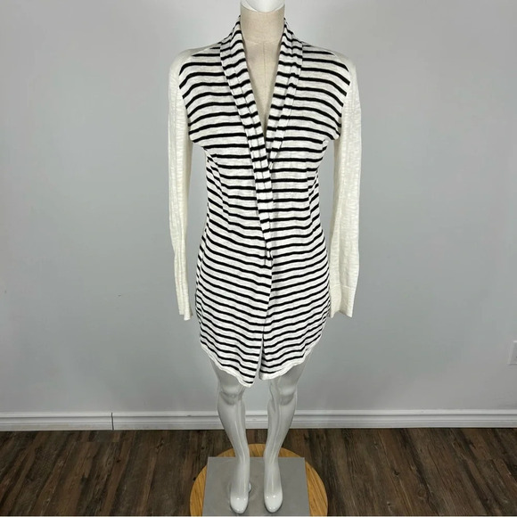 LILLA P black and white stripe open cardigan S - Picture 3 of 12